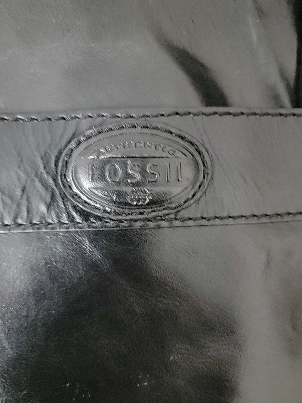 Fossil Black Leather Briefcase with Top Handles